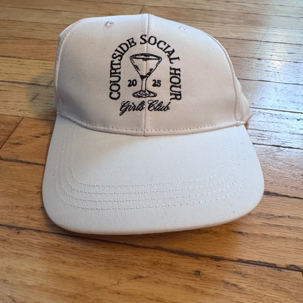 Courtside Social Hour 2025 Girls Club White Baseball Cap Hat OS NEW